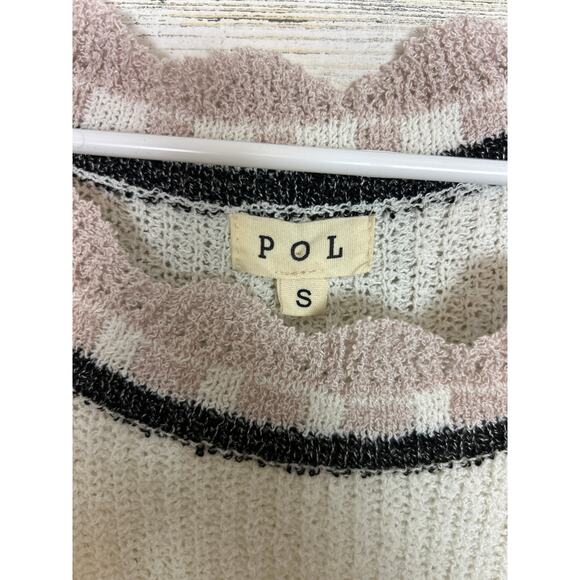 POL women small lightweight boho distressed white sweater long sleeve stripe new - Picture 3 of 6